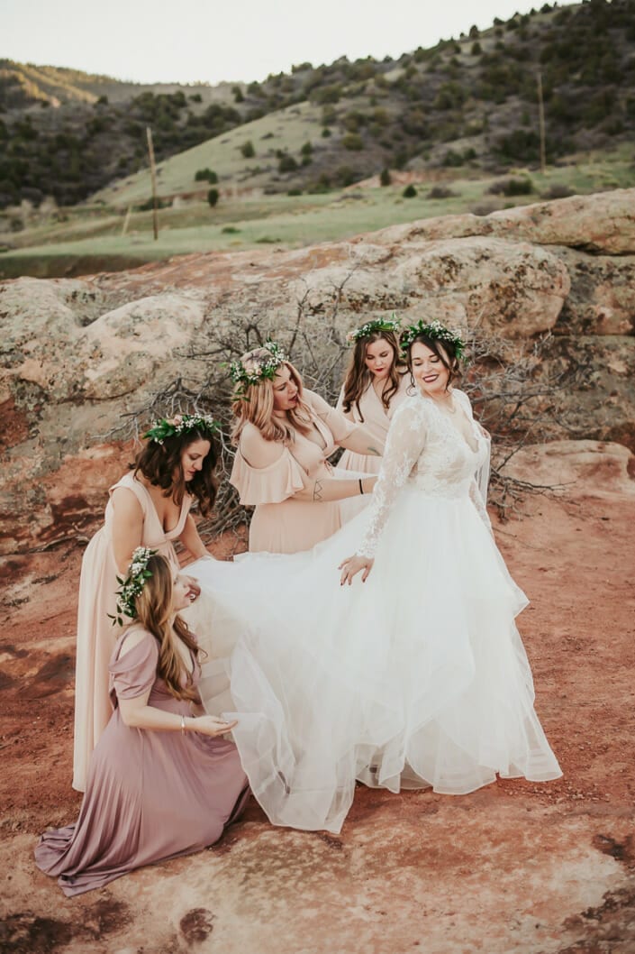 Wedding Bride with Bridemaids | Denver Colorado Elopement Photographer