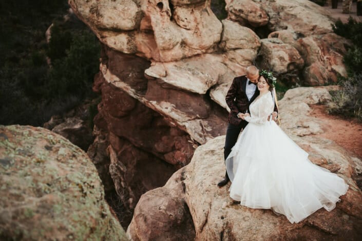 Wedding Couple Romantic on Red Rocks Photo | Denver Colorado Elopement Photographer