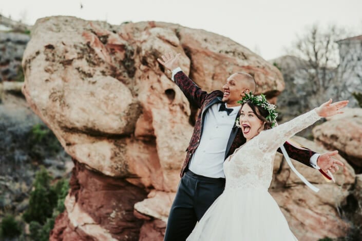 Wedding Couple Excited Photo| Denver Colorado Elopement Photographer