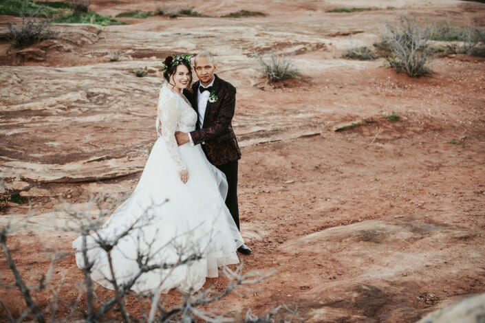 Wedding Couple on Red Rocks Photo| Denver Colorado Elopement Photographer