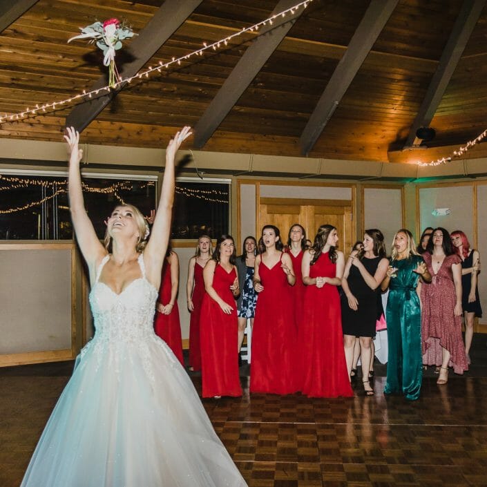 Wedding Reception Bouquet Toss | Boulder Colorado Elopement Photographer