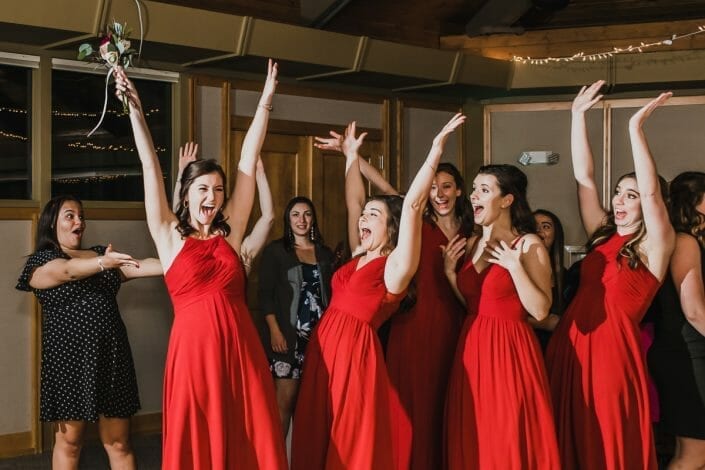 Wedding Reception Bouquet Toss | Boulder Colorado Elopement Photographer