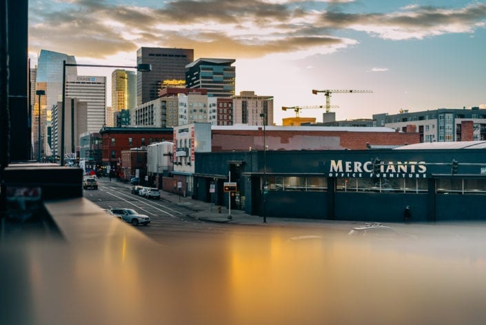 Denver Rooftop Sunset | Colorado Engagement Photographer