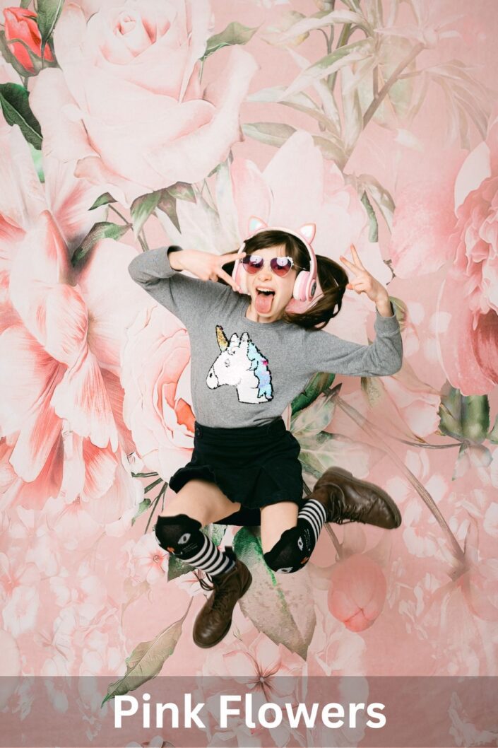 Studio headshot full body portrait photography background options | Pink Flowers Floral Backdrop
