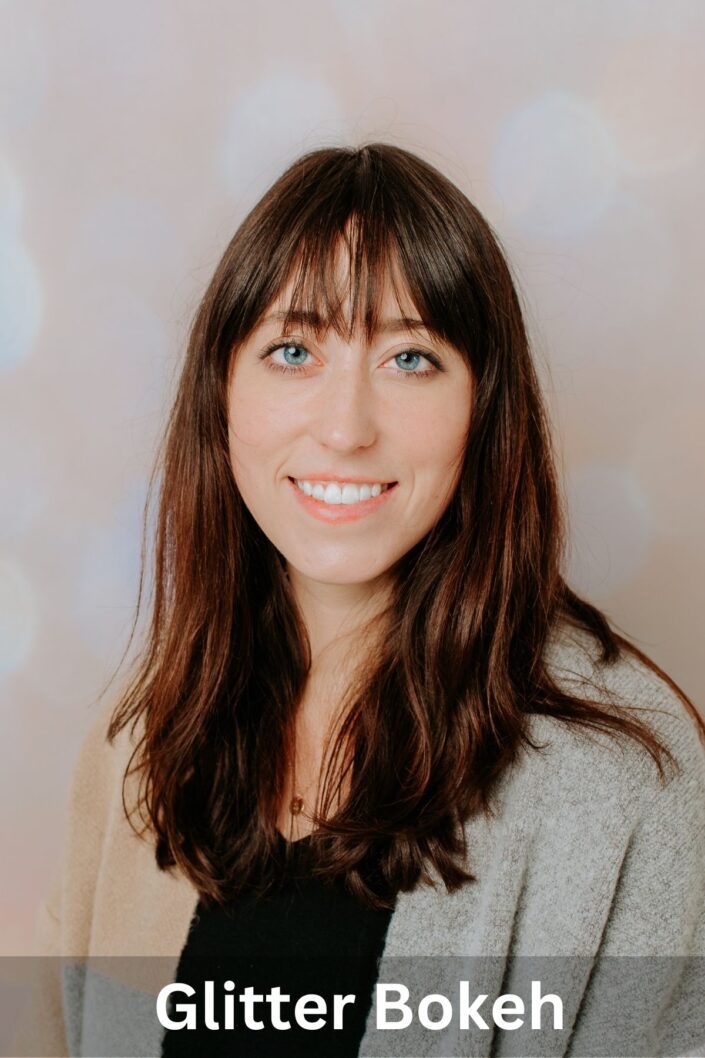 Studio headshot full body portrait photography background options | Glitter Gold Bokeh