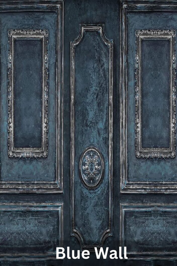 Studio headshot photography background options | Blue Black Accented Wall with Trim