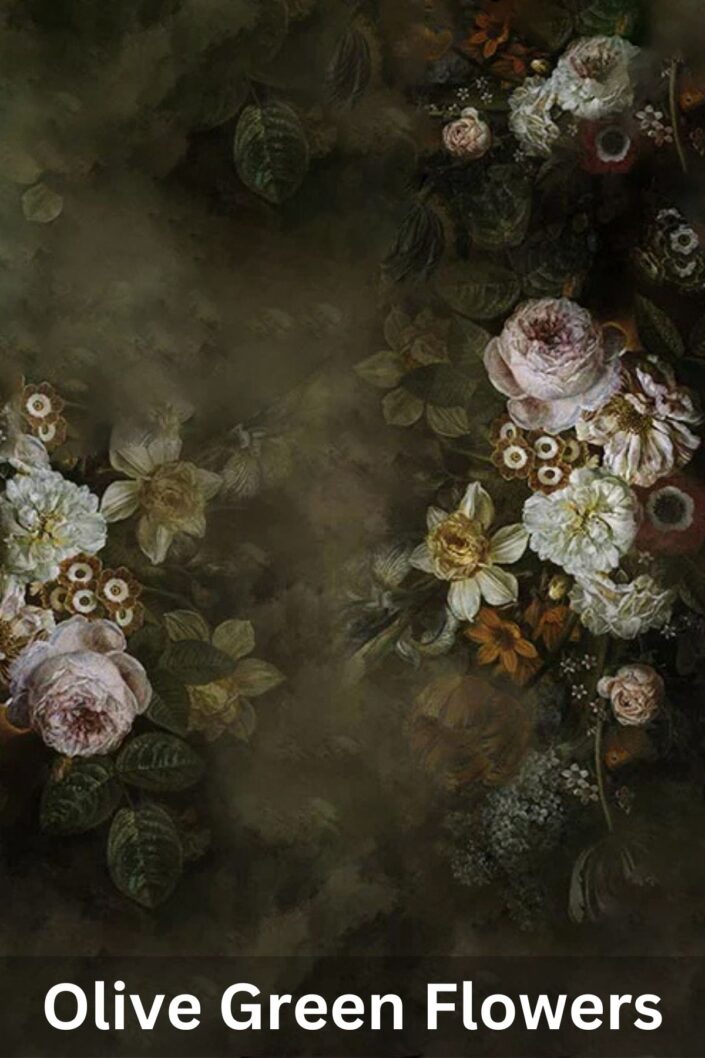 Studio headshot photography background options | Vintage Olive Green Flowers