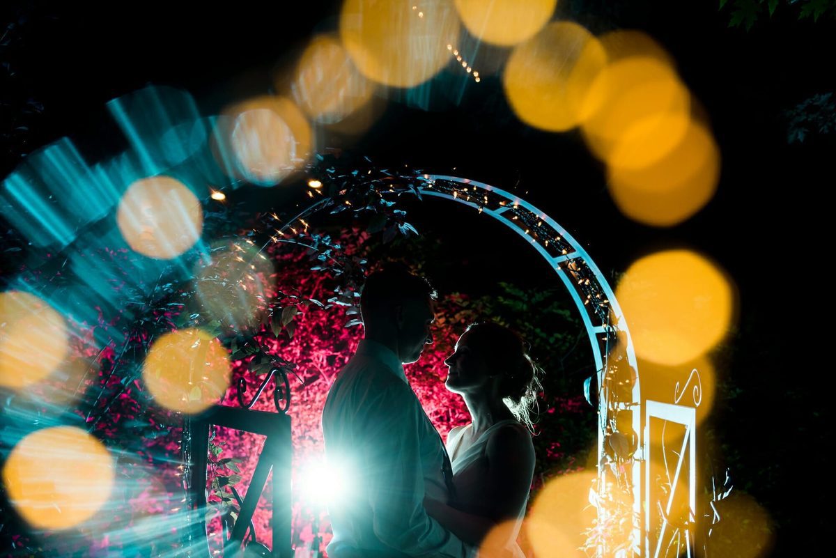 Urban Denver wedding photography with colorful city backdrop