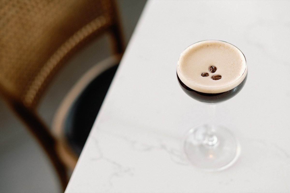 Espresso martini on marble bar