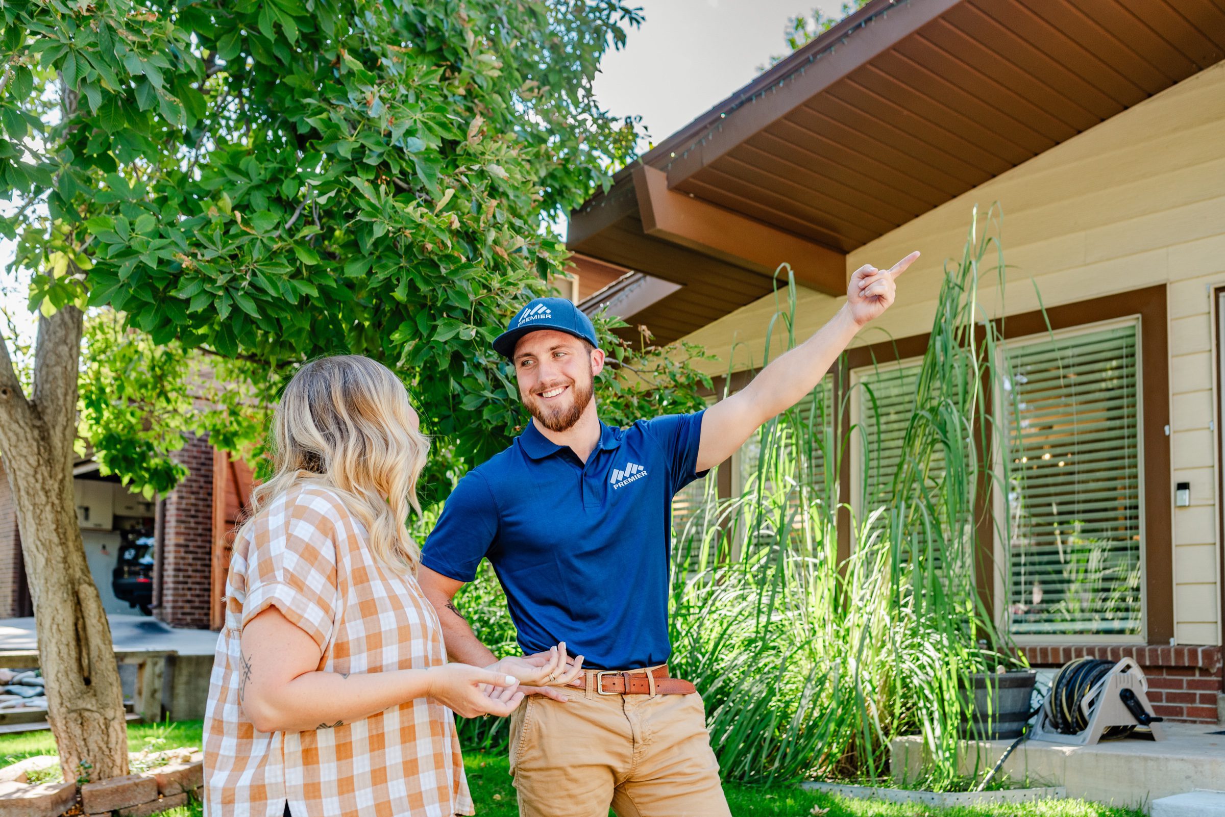 Outdoor consultation -- homeowner walkthrough