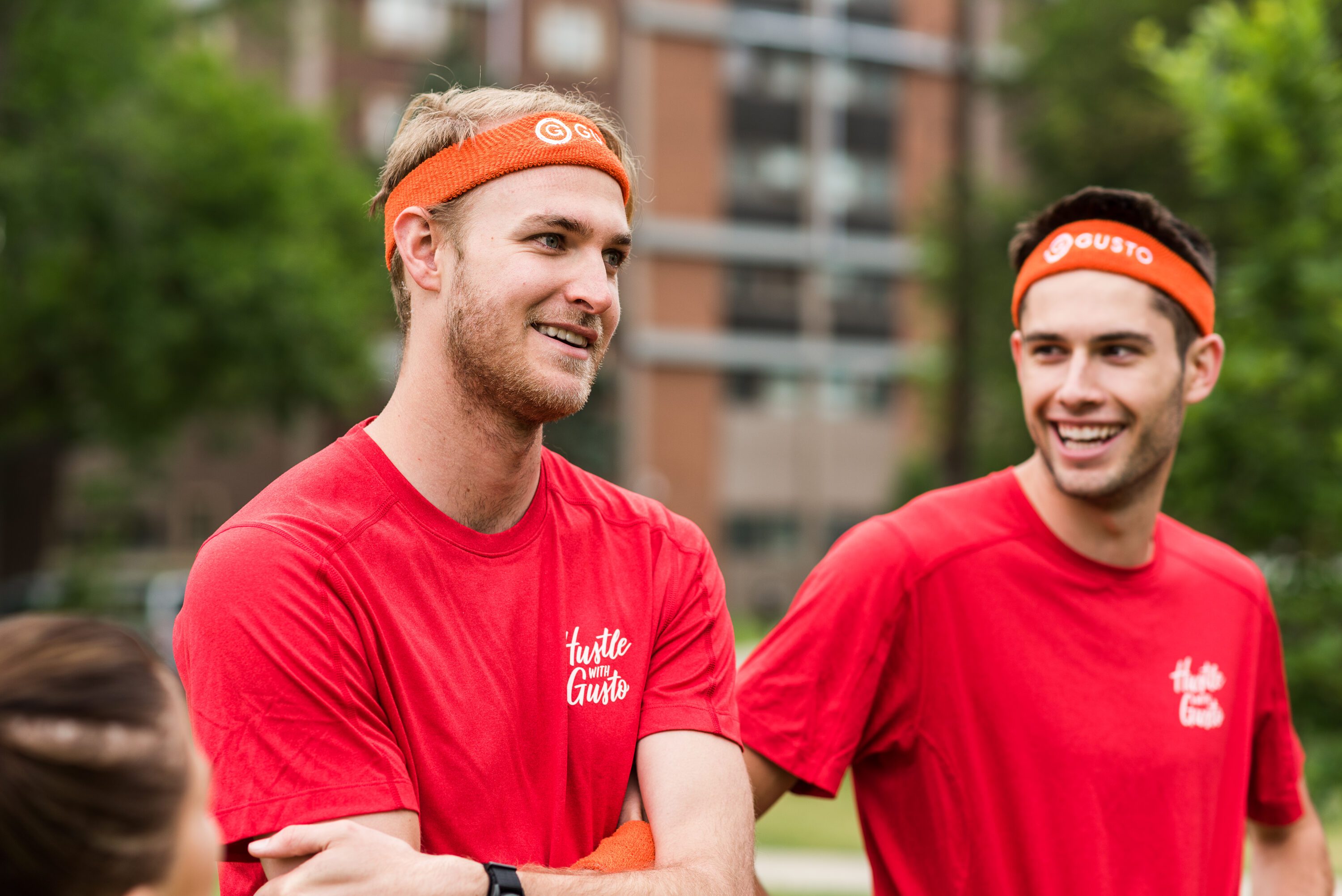 Team members bonding at outdoor event